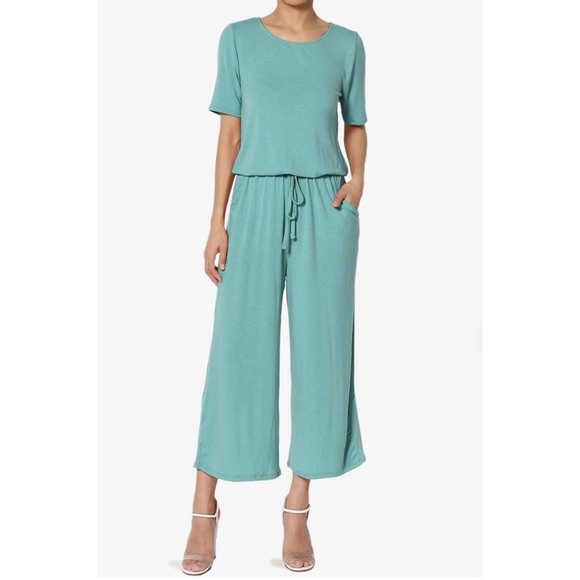 Pants - ✂️CULOTTE CAPRI JUMPSUIT IN DUSTY TEAL